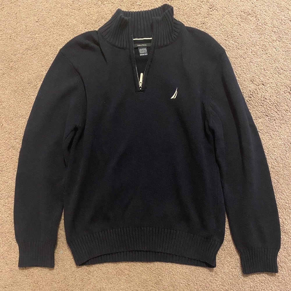 Boys size medium 10/12 navy quarter zip